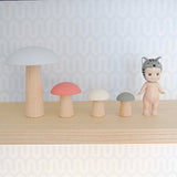 Wooden Mushroom Set of 4 木製蘑菇裝飾4件裝 - Pink/Gray 粉紅色/灰色