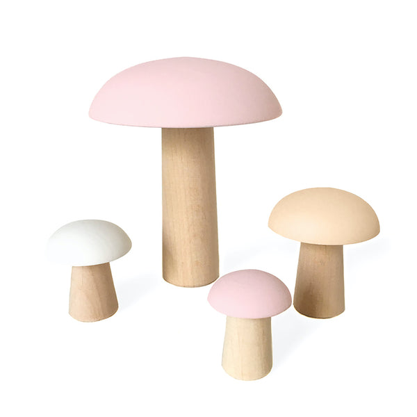 Wooden Mushroom Set of 4 木製蘑菇裝飾4件裝 - Pink/Coral 粉紅色/珊瑚色