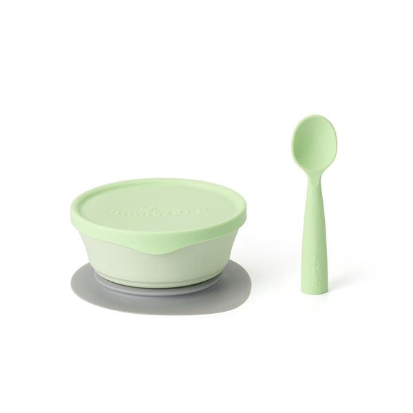 First Bite Set - Suction Bowl + Silicone Spoon 天然聚乳酸餐具套裝 - Keylime