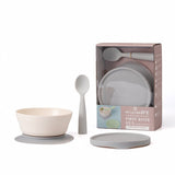 First Bite Set - Suction Bowl + Silicone Spoon 天然聚乳酸餐具套裝 - Grey