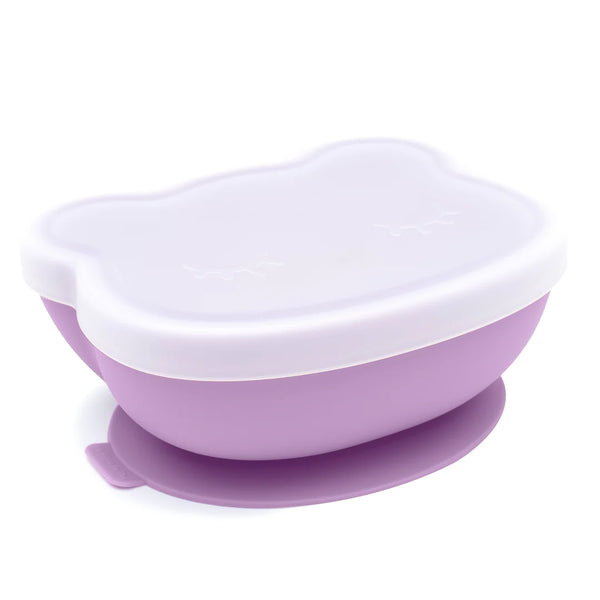 Stickie Bowl with lid 矽膠小熊碗連蓋 - Lilac 淡紫色