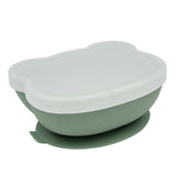 Stickie Bowl with lid 矽膠小熊碗連蓋 - Sage 灰綠色