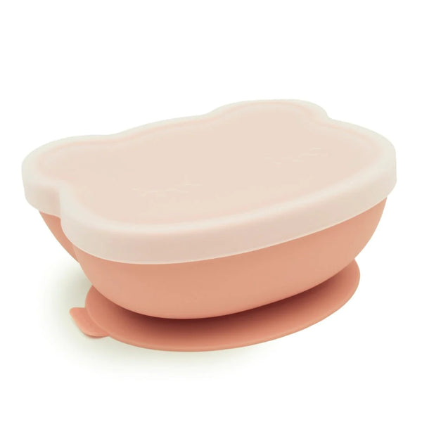 Stickie Bowl with lid 矽膠小熊碗連蓋 - Dark Peach 暗橙色