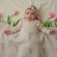 Flowers tulip Blanket Baked milk 鬱金香嬰兒被 烤牛奶色 (80 x 120 cm)
