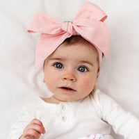 Linen Bow Pre-Tied Headband Wrap 蝴蝶結頭飾 - Baby Pink