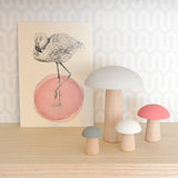 Wooden Mushroom Set of 4 木製蘑菇裝飾4件裝 - Pink/Gray 粉紅色/灰色