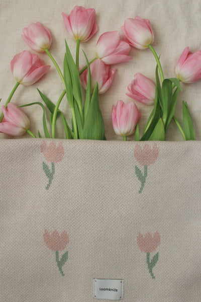 Flowers tulip Blanket Baked milk 鬱金香嬰兒被 烤牛奶色 (80 x 120 cm)