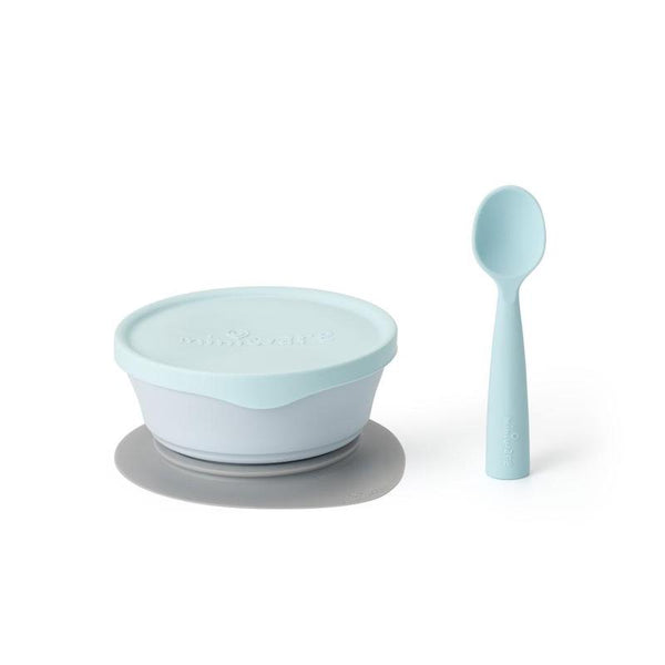 First Bite Set - Suction Bowl + Silicone Spoon 天然聚乳酸餐具套裝 - Aqua