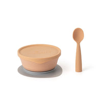 First Bite Set - Suction Bowl + Silicone Spoon 天然聚乳酸餐具套裝 - Toffee
