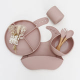 Silicone Mealtime Set 矽膠餐具套裝 - Dusty Pink 暗粉紅