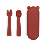 Feedie Fork & Spoon Set 矽膠餐具套裝 - Rust 棗紅色