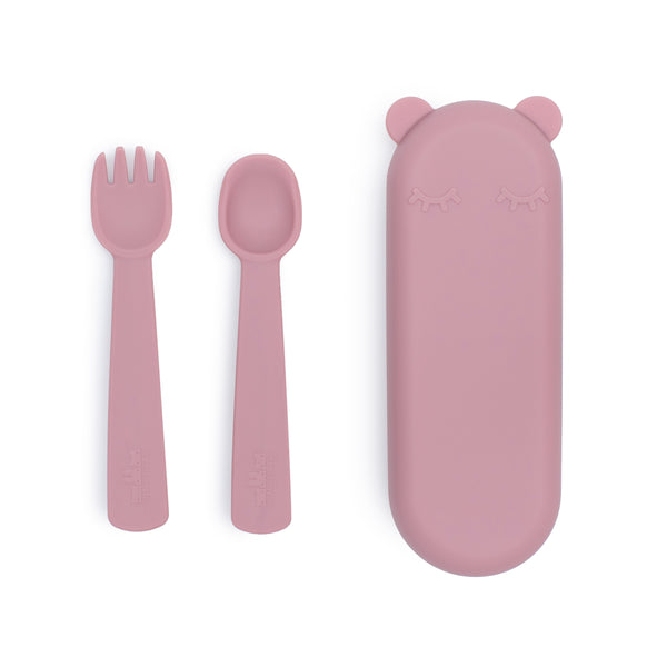 Feedie Fork & Spoon Set 矽膠餐具套裝 - Dusty Rose 玫紅色