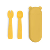 Feedie Fork & Spoon Set 矽膠餐具套裝 - Yellow 黃色