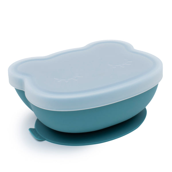 Stickie Bowl with lid 矽膠小熊碗連蓋 - Blue Dusk 藍色