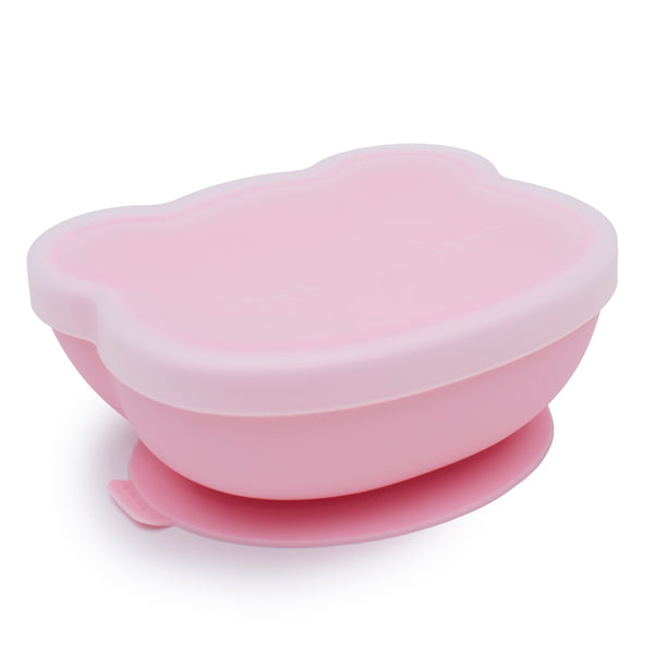 Stickie Bowl with lid 矽膠小熊碗連蓋 - Powder Pink 淡粉紅