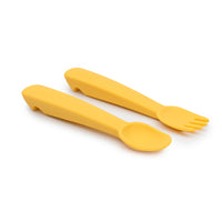 Feedie Fork & Spoon Set 矽膠餐具套裝 - Yellow 黃色