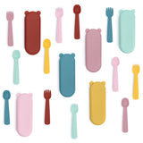 Feedie Fork & Spoon Set 矽膠餐具套裝 - Dusty Rose 玫紅色